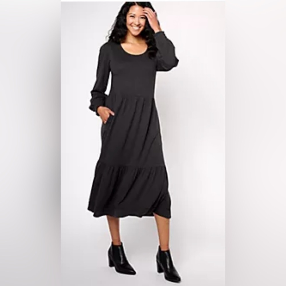 NWT canyon retreat XL easy mid boot dress long sleeve tiered gray/black